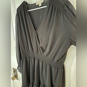 Michael Kors Plus Size Ruffled Faux black wrap dress- size 2x